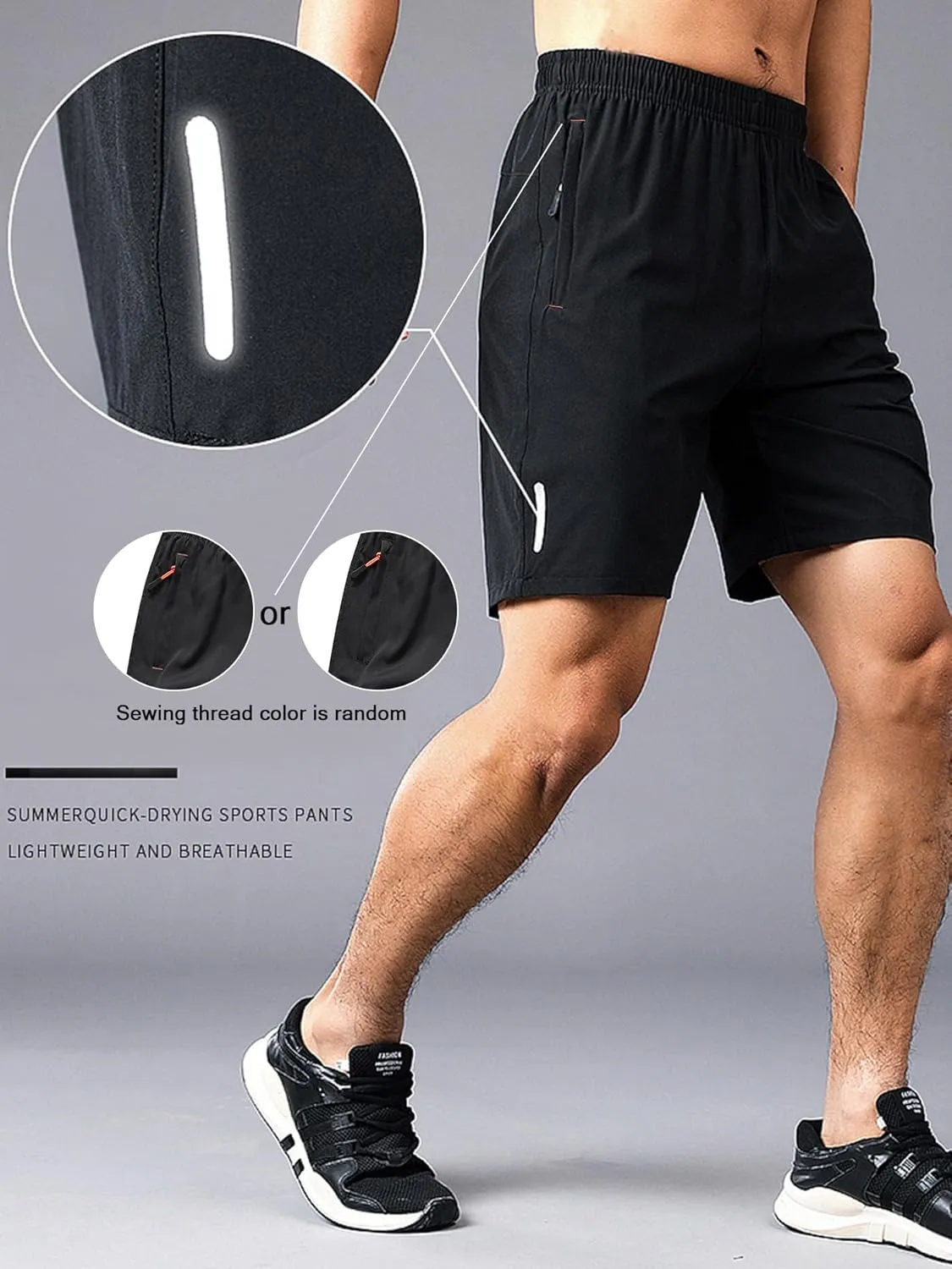 3pcs Mens Athletic Shorts Workout 7 inch Inseam Quick Dry Hiking Shorts Lightweight Sports Gym Shorts Running