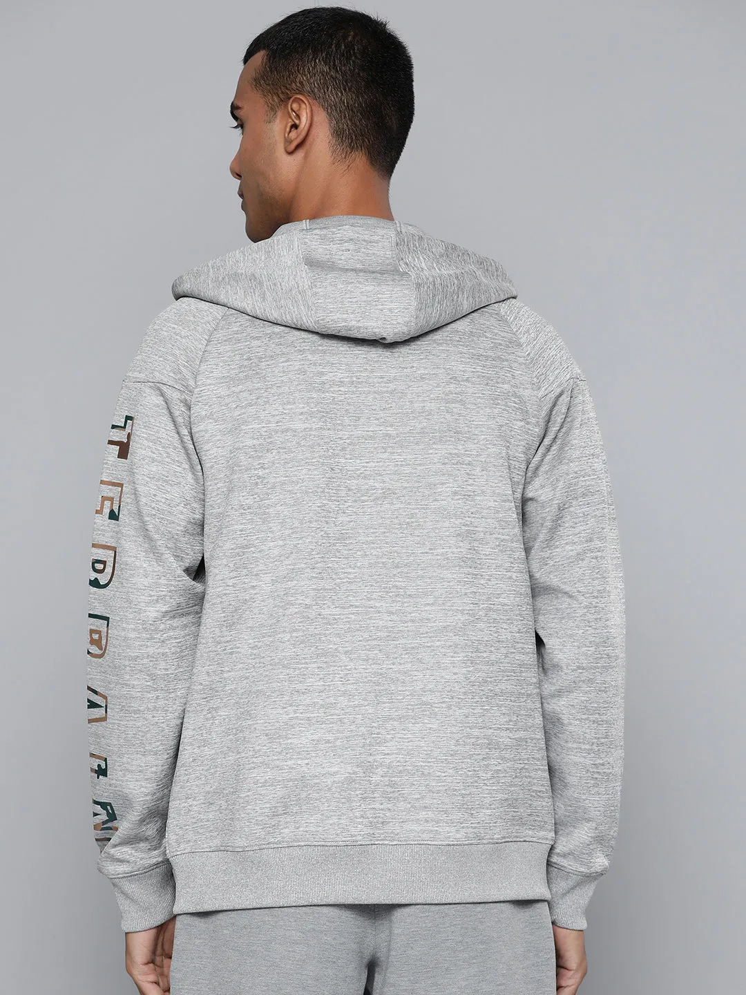Alcis Men Charcoal Grey Typography Running Sporty Jacket