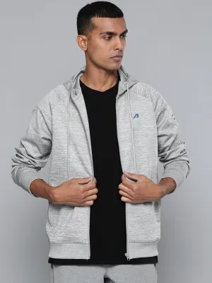 Alcis Men Charcoal Grey Typography Running Sporty Jacket