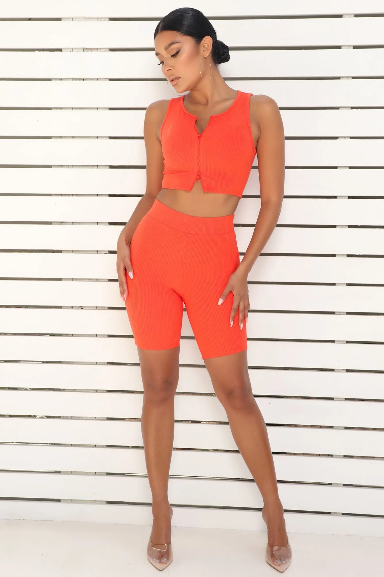 Alexa Snatched Crop Top - Orange