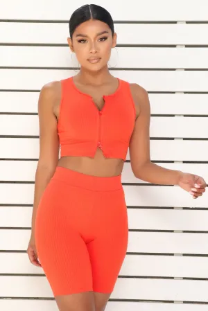 Alexa Snatched Crop Top - Orange