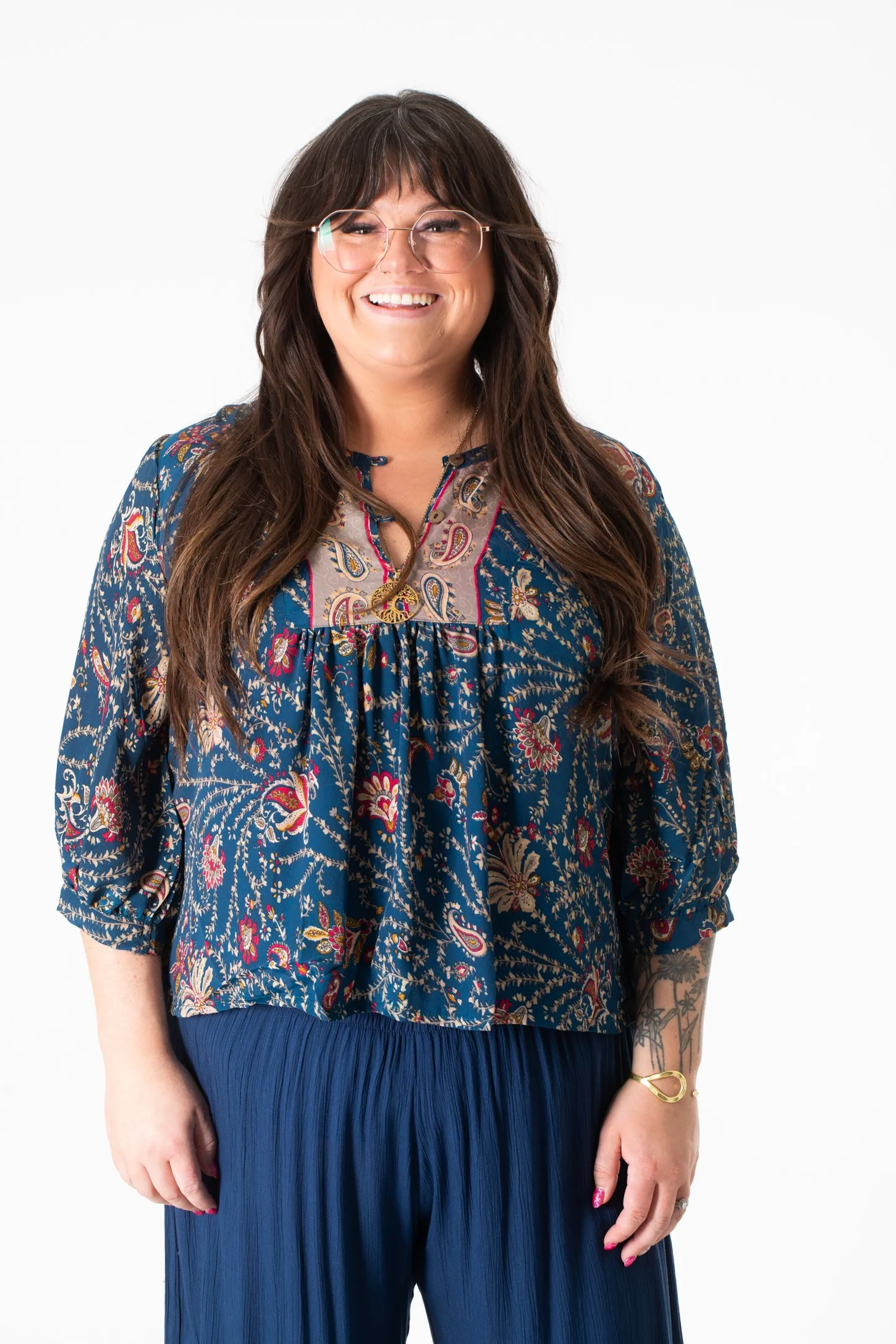 Anjali Sari Inspired Peasant Top