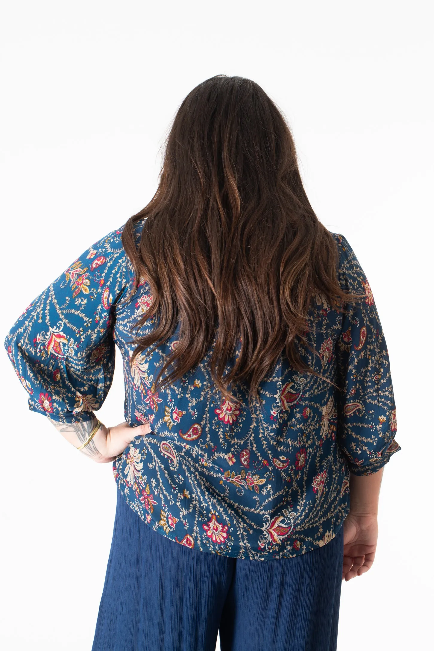 Anjali Sari Inspired Peasant Top
