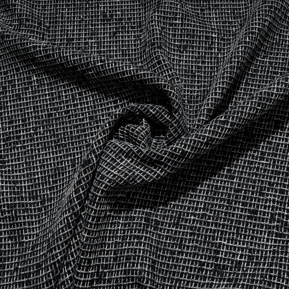 Black & White 'Brick' Metallic Cotton Blend Bouclé