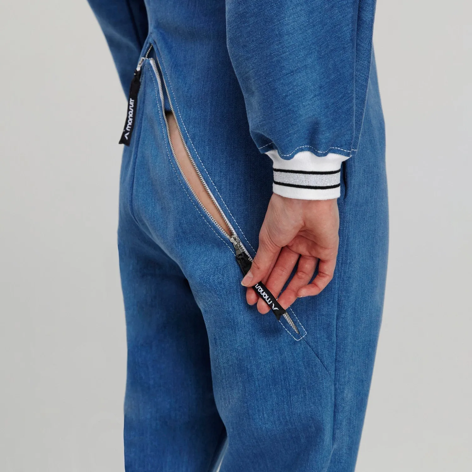 Blue Long Sleeve Casual Zip-Up Bomber Jumpsuit