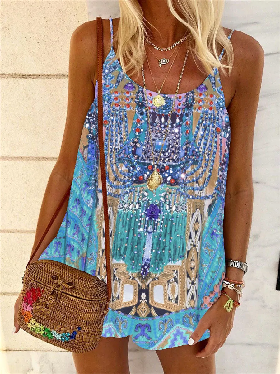 Bohemian Vintage Loose Casual Floral Suspender Top