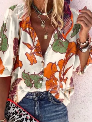 Bohemian Vintage Loose Floral Shirt Top
