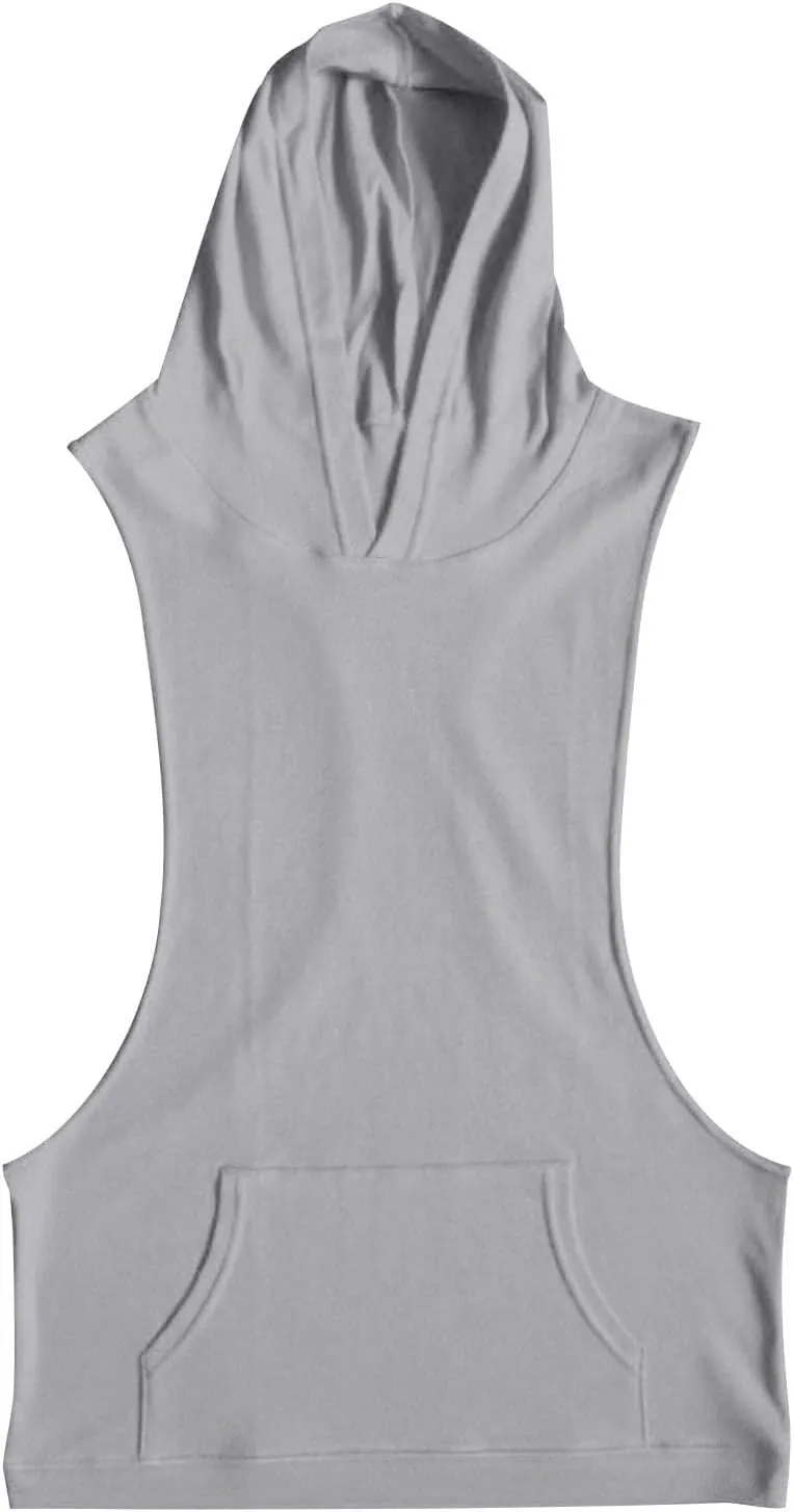 Cambkatl Men's Loose Summer Cut Off Hooded Tank Tops Casual Sleeveless Muscle Shirts Workout Bodybuilding Gym Tees
