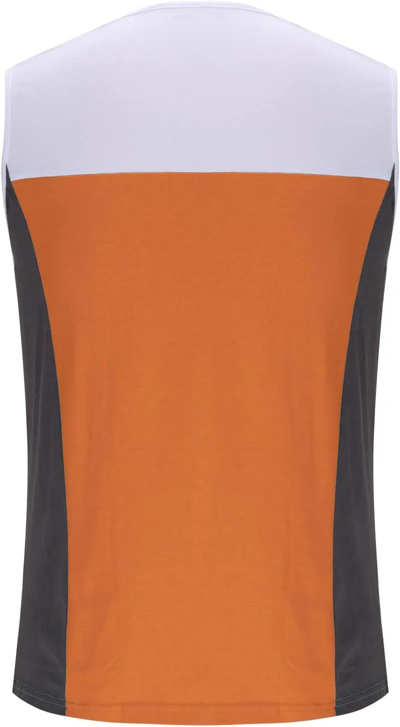 Cambkatl Men's Summer Sleeveless Basic Muscle Tee Shirts Fashion Color Block Crewneck Casual Workout Tank Top