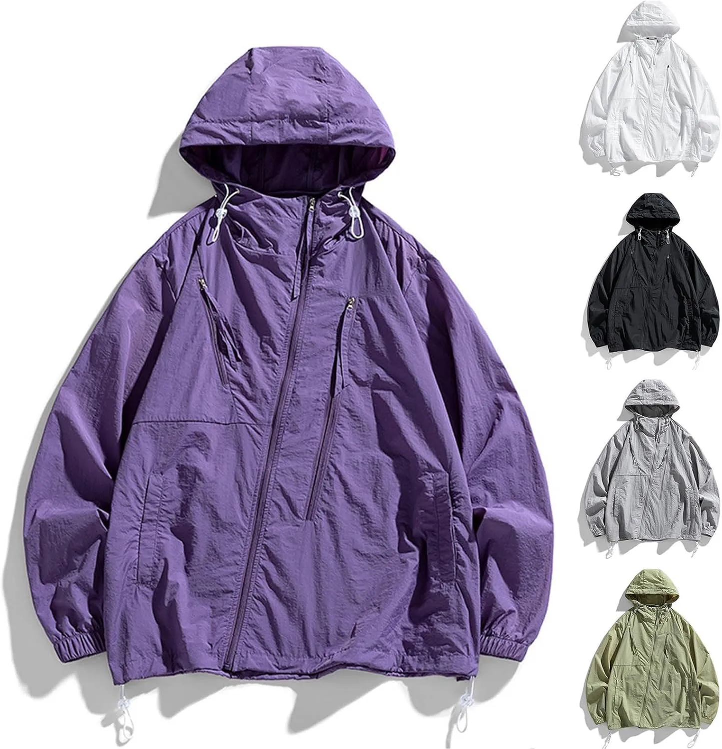 Cambkatl Mens UPF 50  UV Sun Protection Summer Hoodie Jacket Full Zip Lightweight Fishing Hiking Outdoor Cooling Shirts