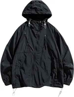 Cambkatl Mens UPF 50  UV Sun Protection Summer Hoodie Jacket Full Zip Lightweight Fishing Hiking Outdoor Cooling Shirts