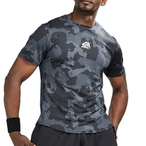 Camouflage Geometric Print Compression Shirts
