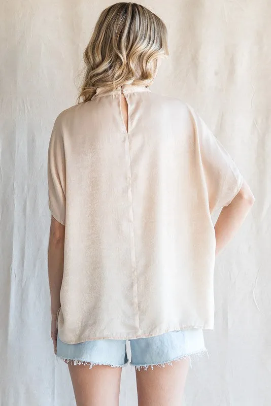 Champagne Solid Mock Neck Top
