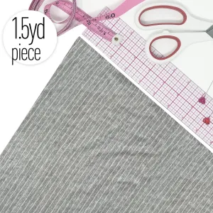 CLEARANCE- Lightweight Stretch Jersey Fabric in Gray Striped- 1.5yd piece