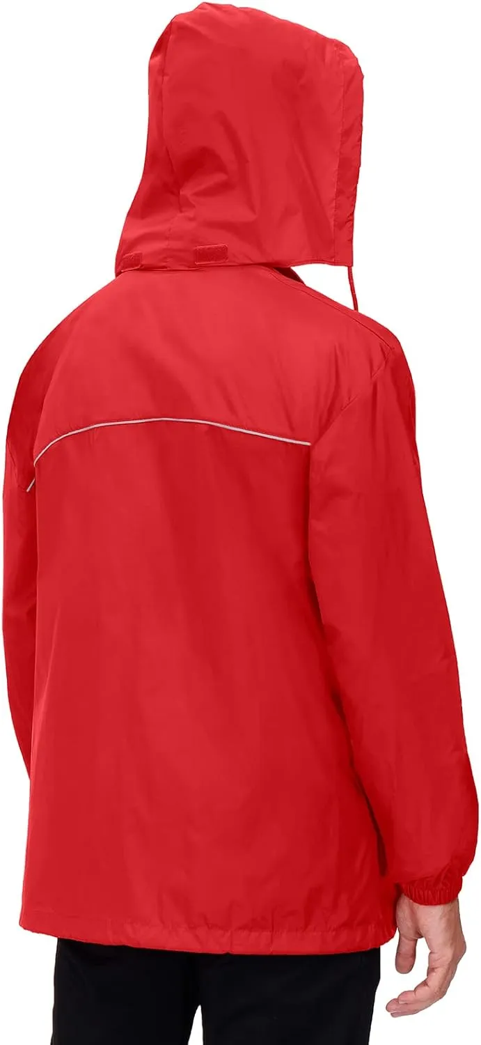 Corna Men's Packable Waterproof Rain Jackets Outdoor Lightweight Hiking Running Windbreaker Hooded Raincoat