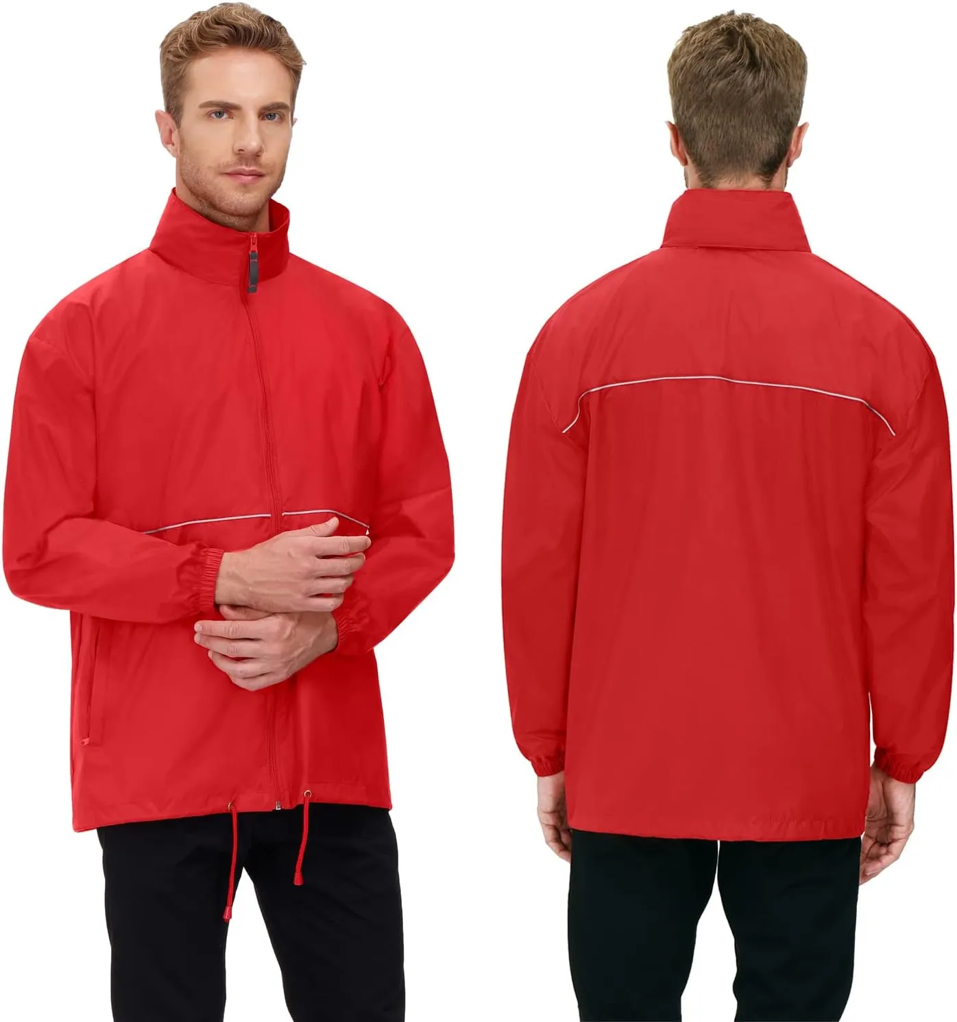 Corna Men's Packable Waterproof Rain Jackets Outdoor Lightweight Hiking Running Windbreaker Hooded Raincoat