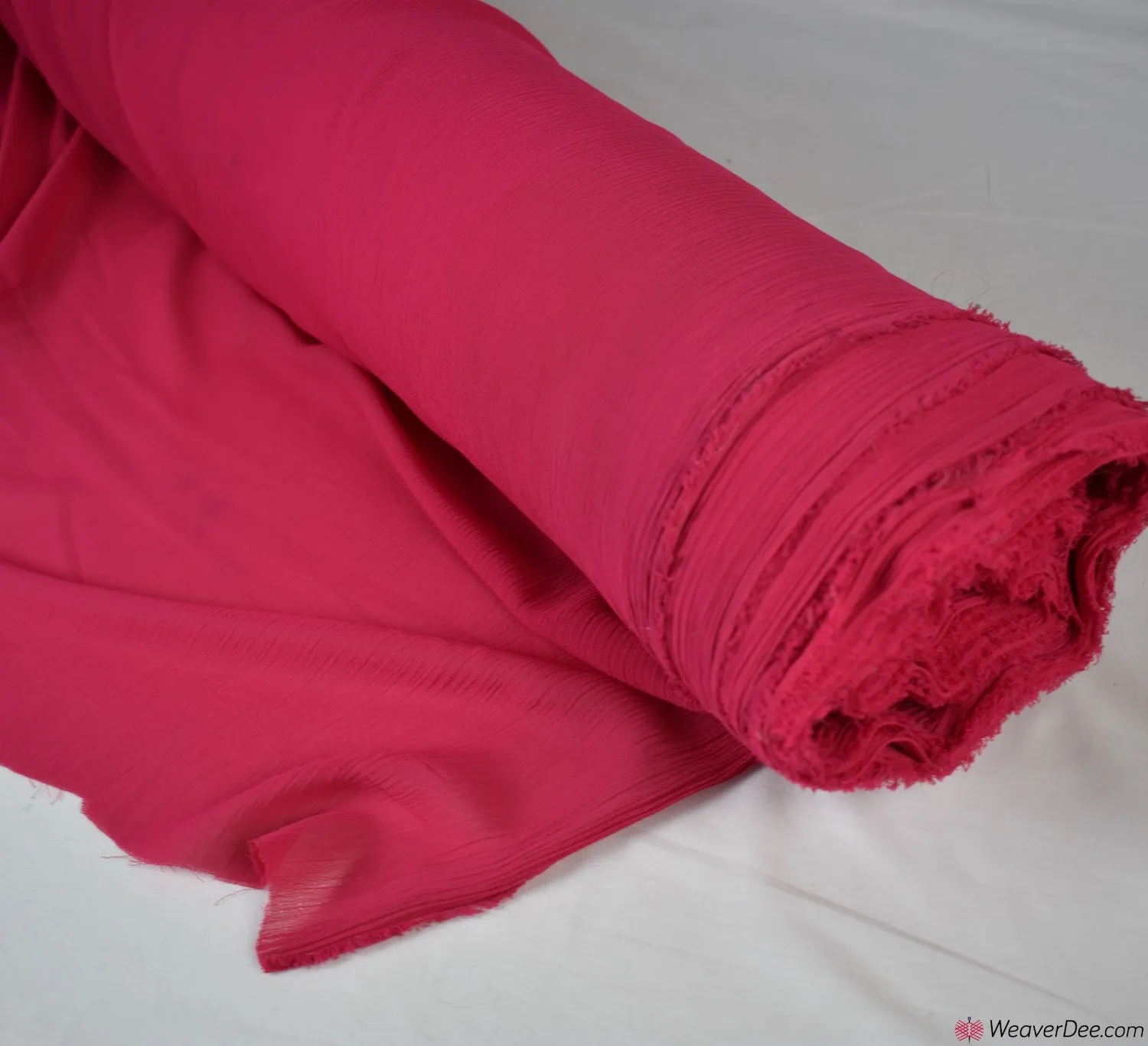 Crinkle Chiffon Fabric - Cerise Pink