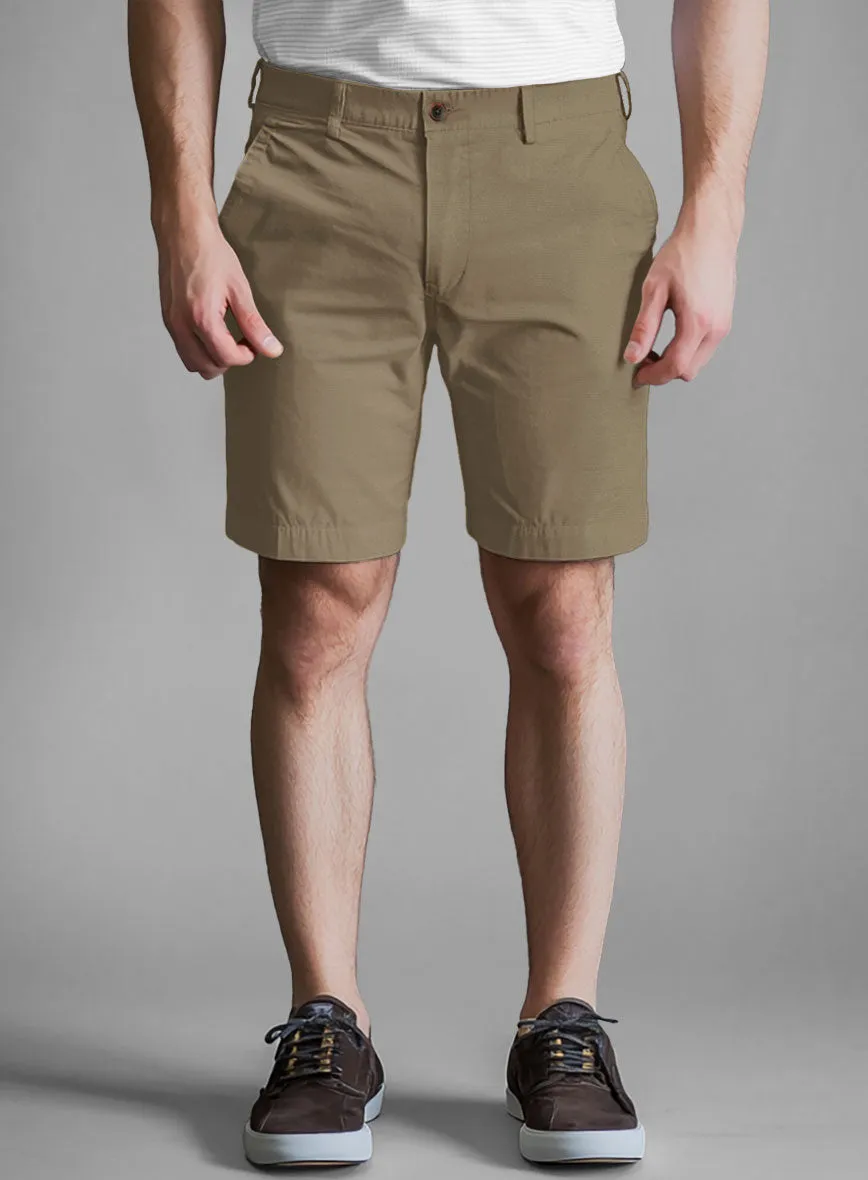 Earthy Brown Cotton Power Stretch Chino Shorts