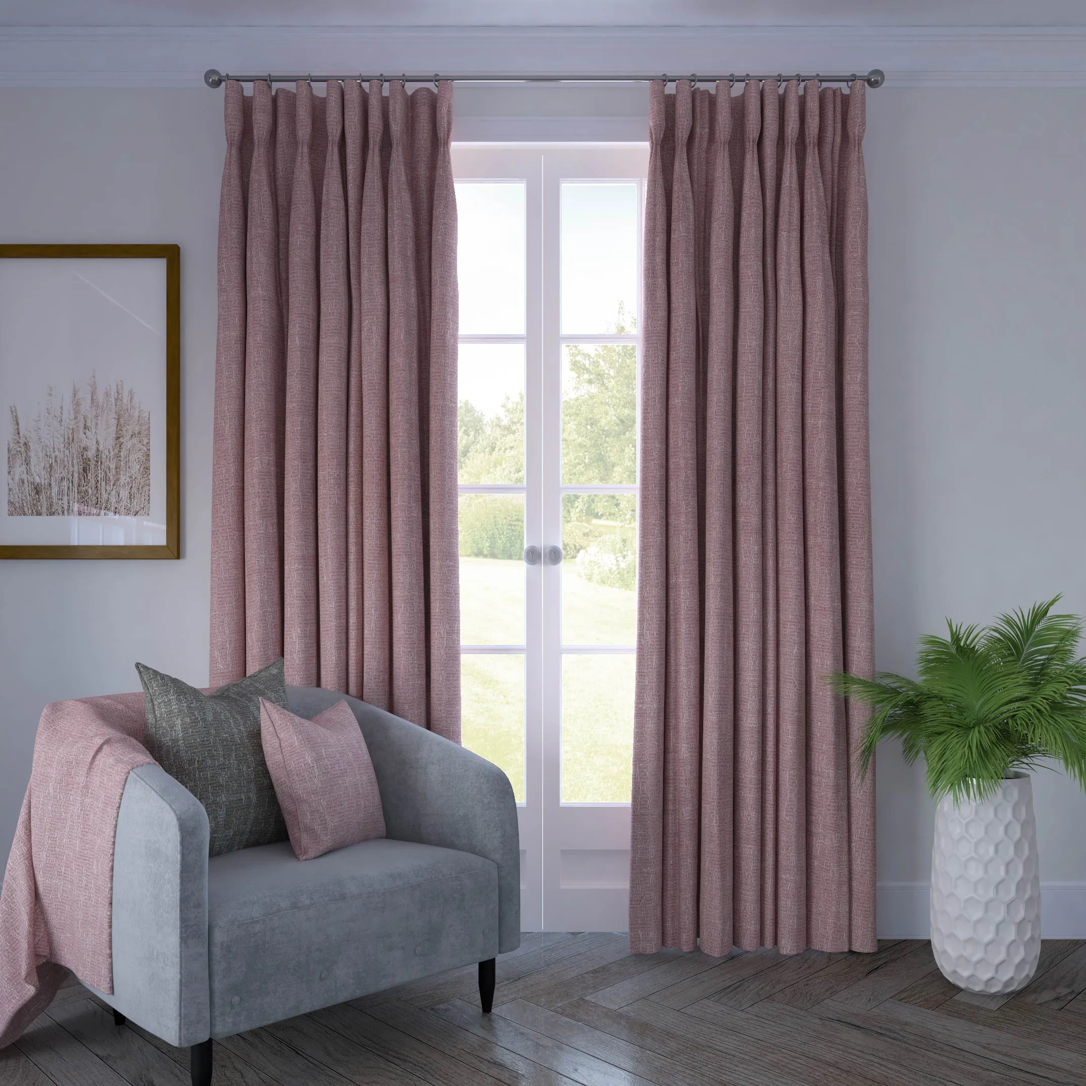 Eternity Soft Blush Chenille Curtains