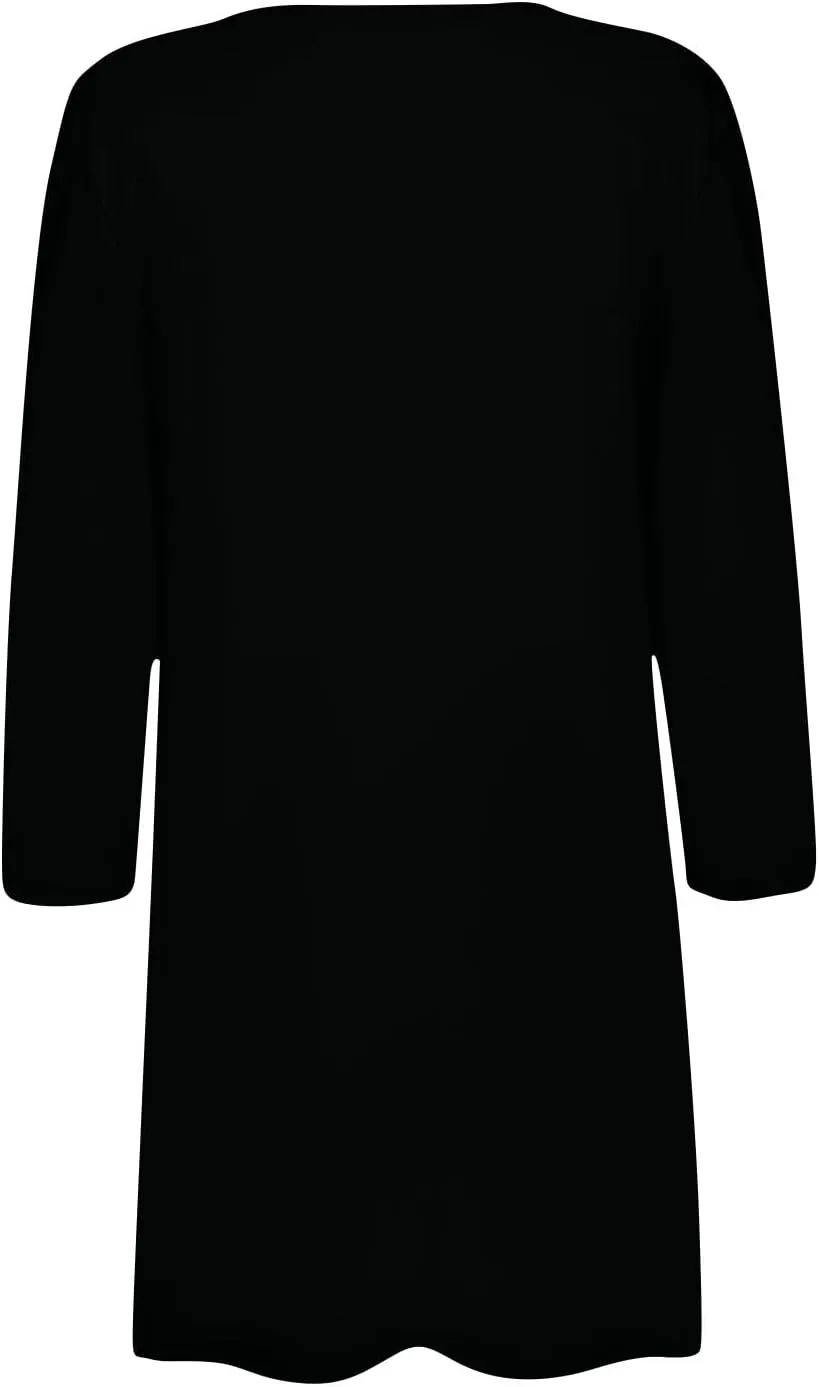FlekmanArt Cardigan for Women Solid Color 3/4 Sleeve Open Front Cardigan Casual Trendy Flowy Lightweight Jacket with Pocket