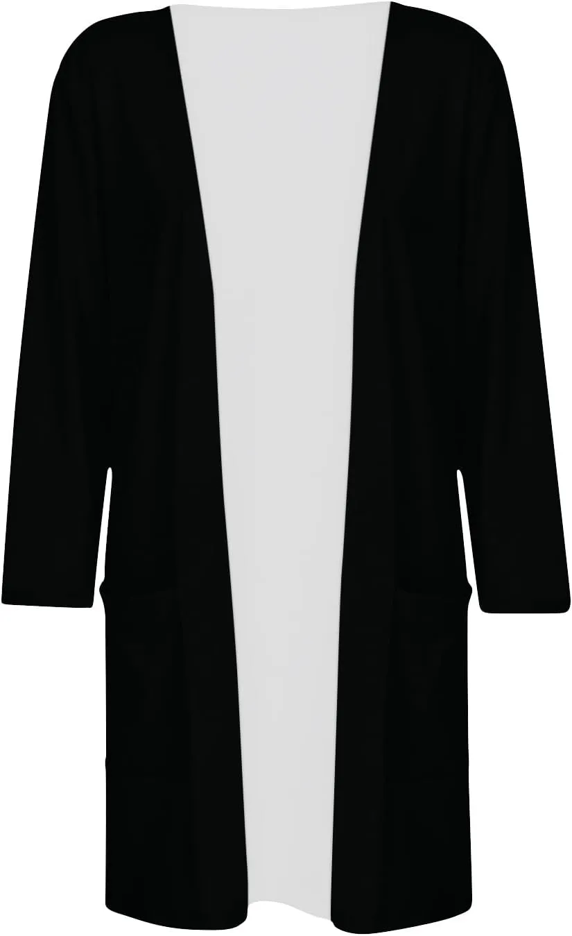 FlekmanArt Cardigan for Women Solid Color 3/4 Sleeve Open Front Cardigan Casual Trendy Flowy Lightweight Jacket with Pocket