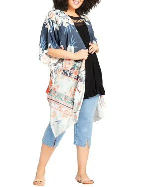Hannah Floral Print Kimono | White