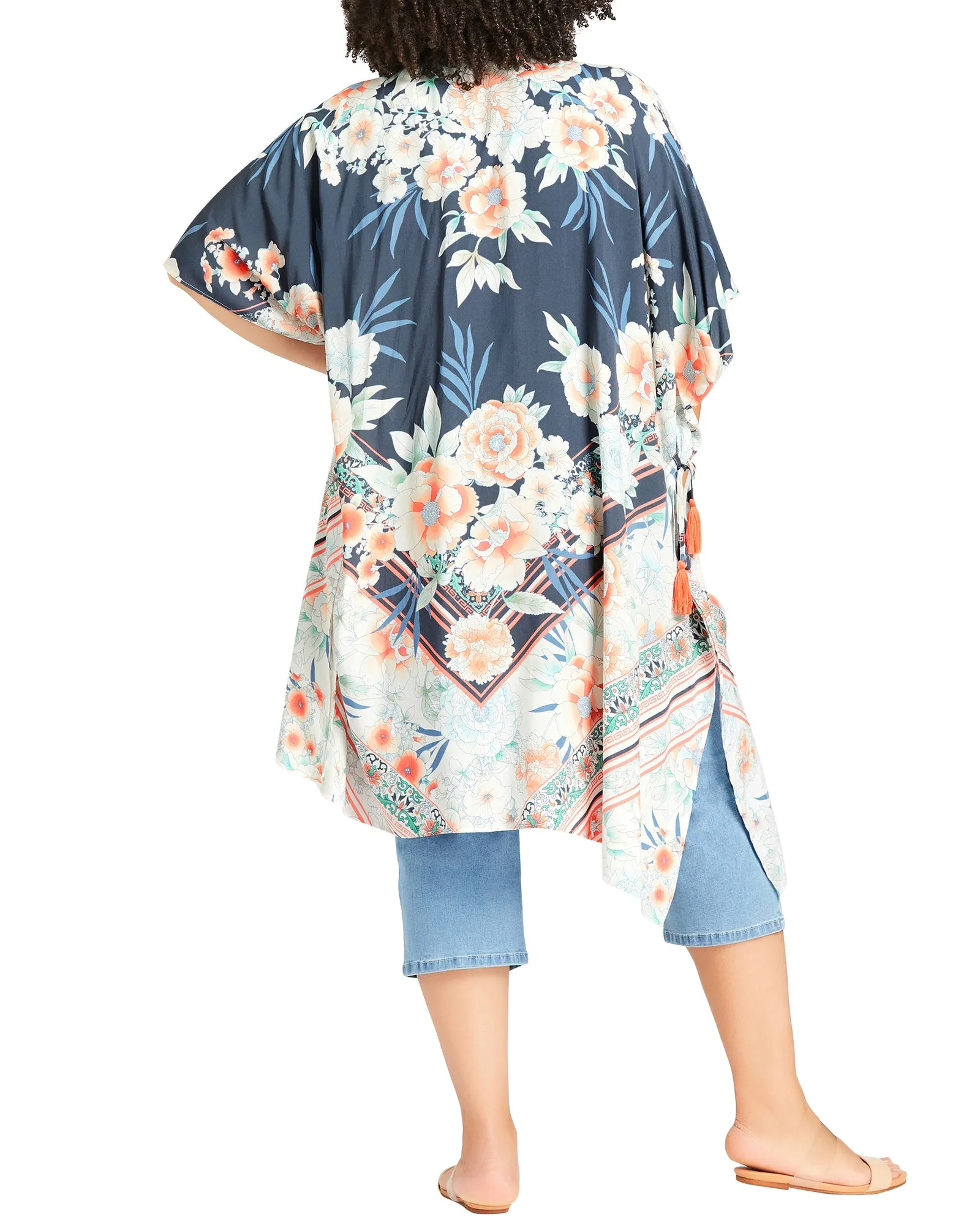 Hannah Floral Print Kimono | White