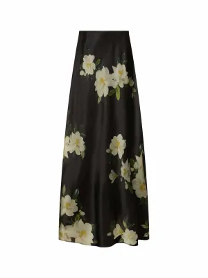 Harmony floral flared silk maxi skirt