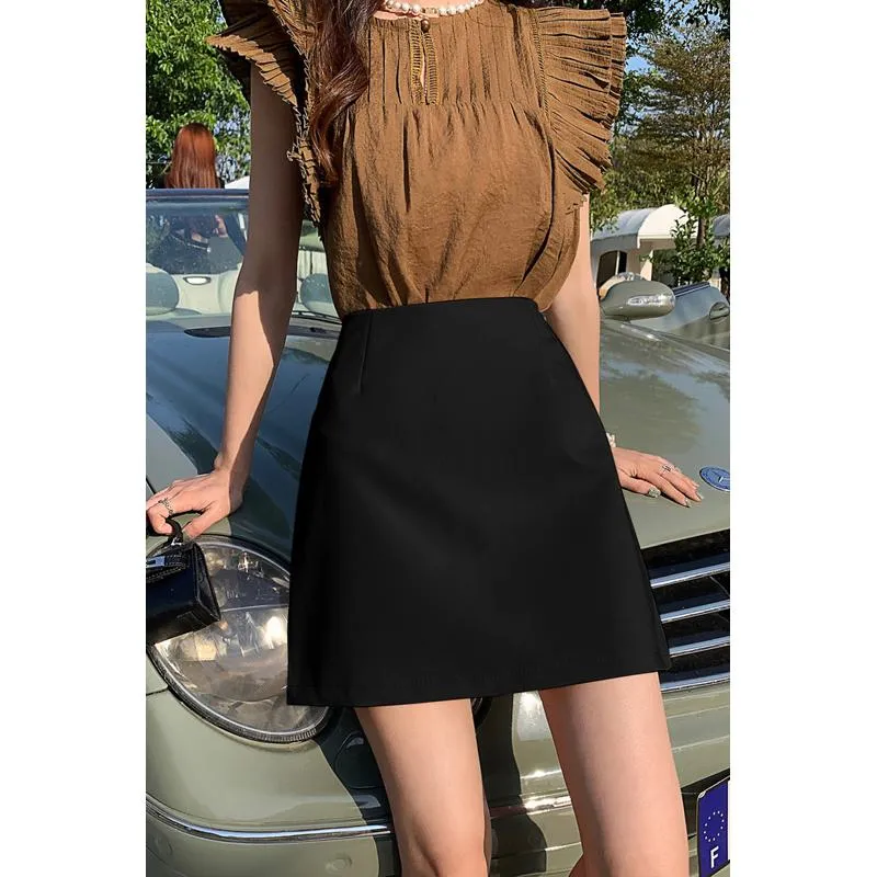 High-Waisted French Style Pink Skirt