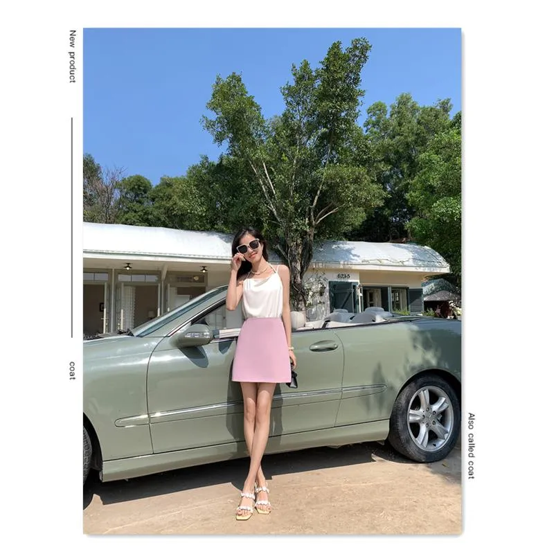 High-Waisted French Style Pink Skirt