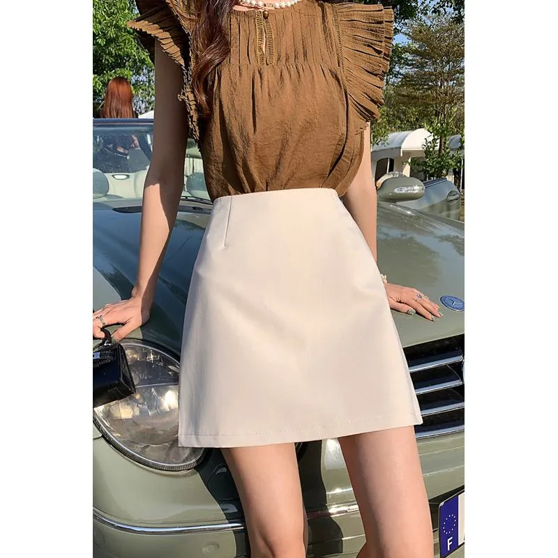 High-Waisted French Style Pink Skirt