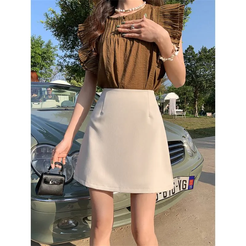High-Waisted French Style Pink Skirt