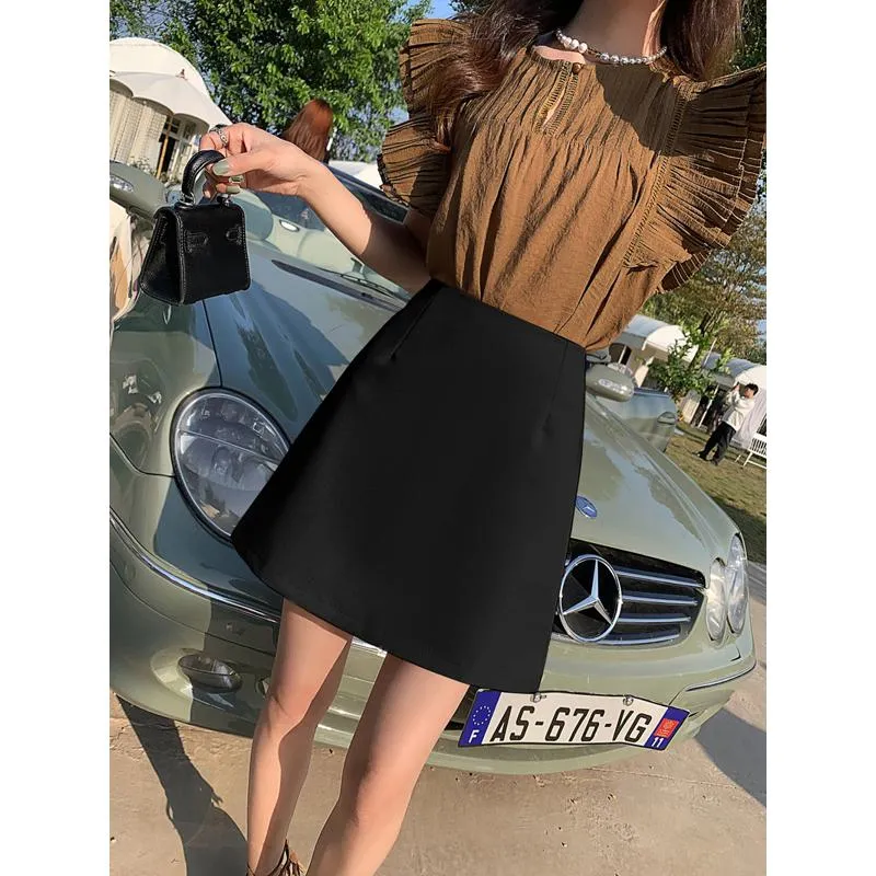High-Waisted French Style Pink Skirt