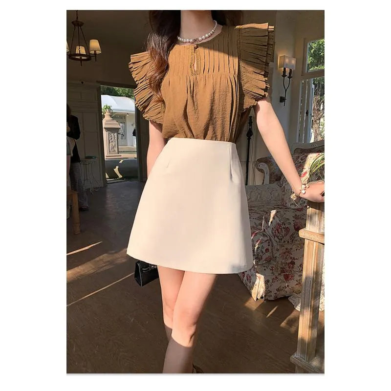 High-Waisted French Style Pink Skirt