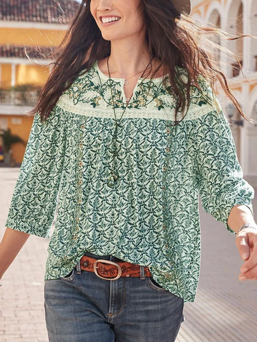Holiday Bohemian Abstract Print Top