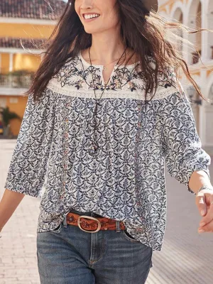 Holiday Bohemian Abstract Print Top
