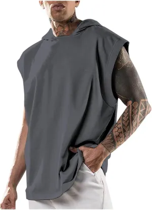 Hooded Muscle Tank Tops for Men Workout Sleeveless Gym Hoodies Cut Off Shirt Moisture Wicking Bodybuilding T-Shirt 2025