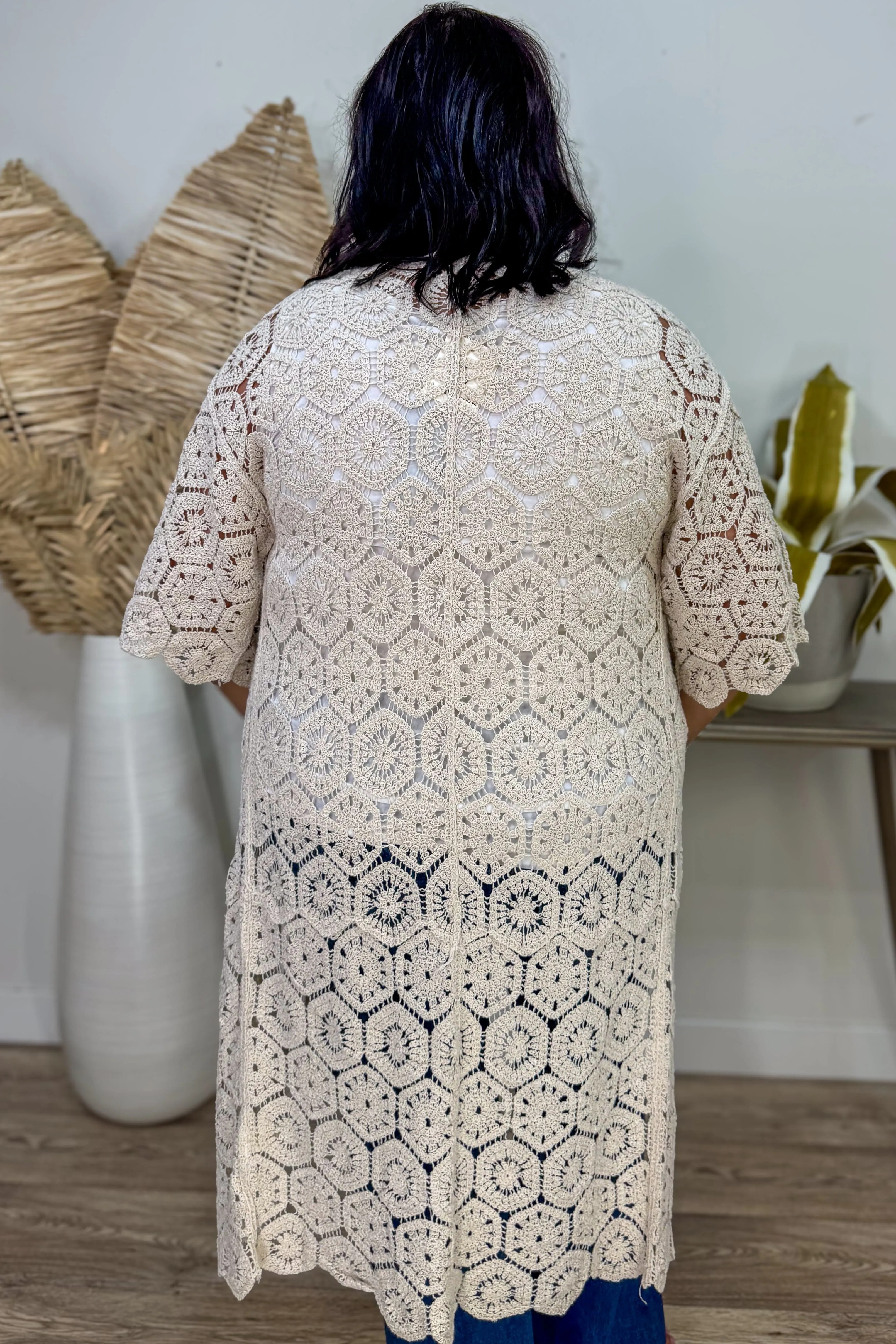 Ivory Crochet Kimono