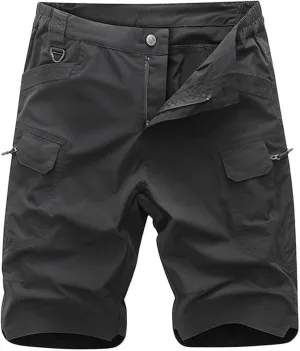 Men's Cargo Short Elastic Waist Multi-Pocket Outdoor Military Tactical Shorts Men's Hiking Cargo Shorts Lightweight Shorts