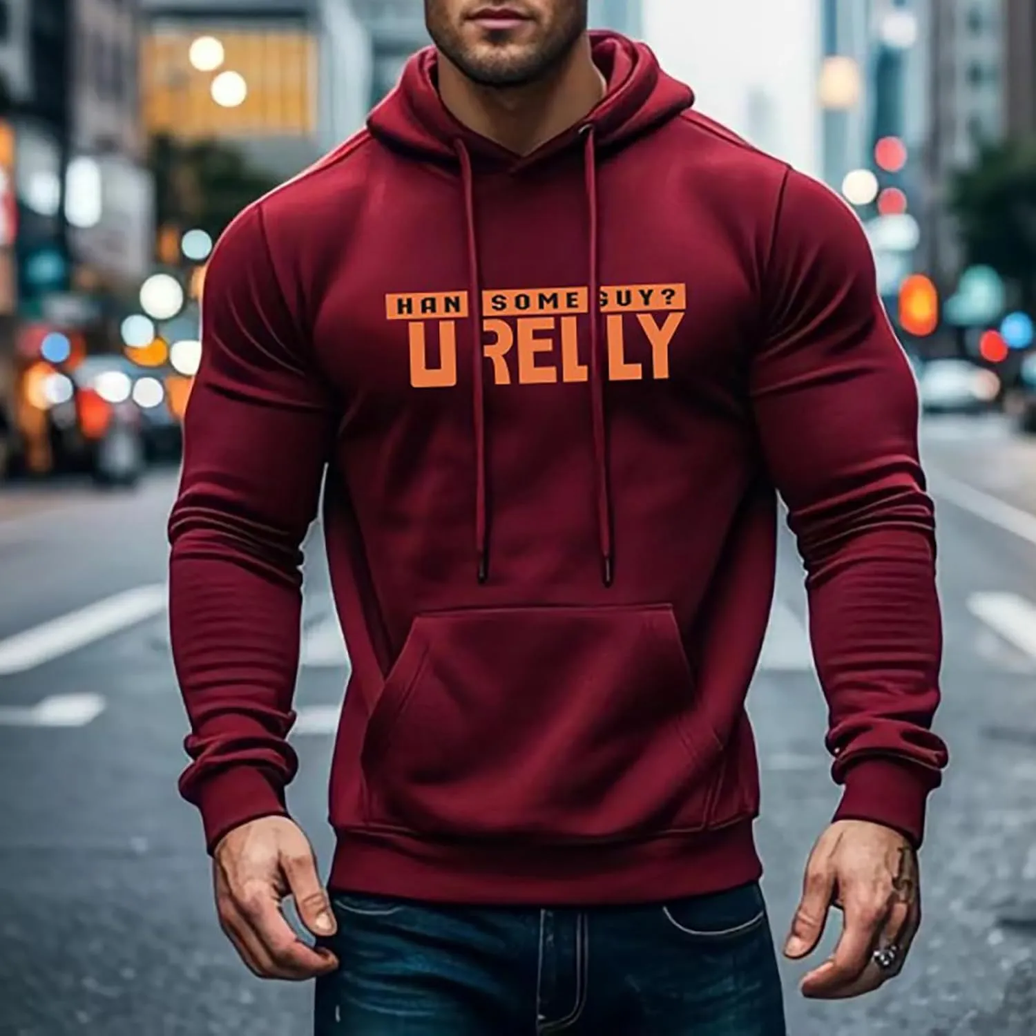 Men's Letter Print Long Sleeve Sweatshirt Athletic Performance Lightweight Hoodie for Men Casual Pullover Tops