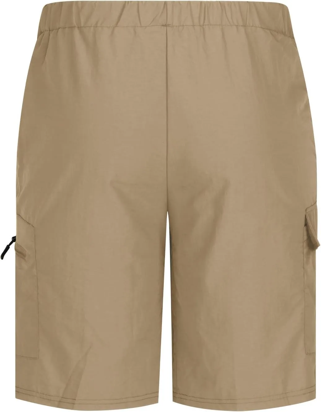 Mens Outdoor Utility Shorts Multi Pocket Lightweight Bermudas Cargo Shorts with Zipper Detail and Elastic Waistband