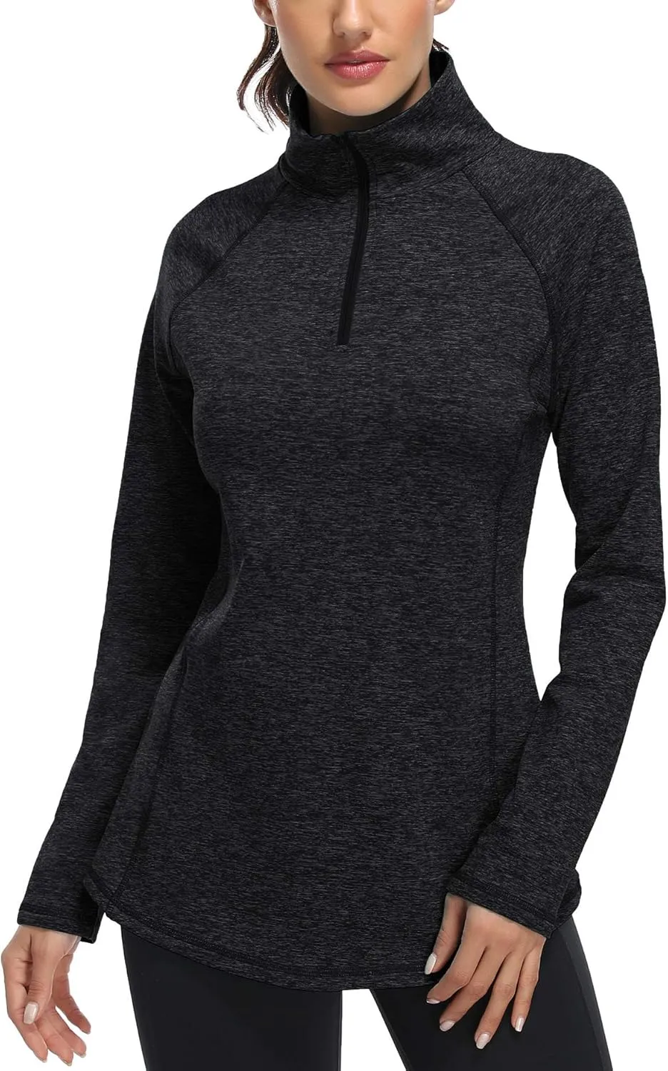 Miusey Womens Quarter Zip Running Pullover Jackets Long Sleeve Workout Tops (PRIME)
