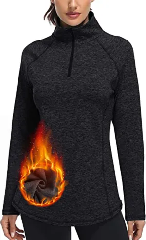 Miusey Womens Quarter Zip Running Pullover Jackets Long Sleeve Workout Tops (PRIME)
