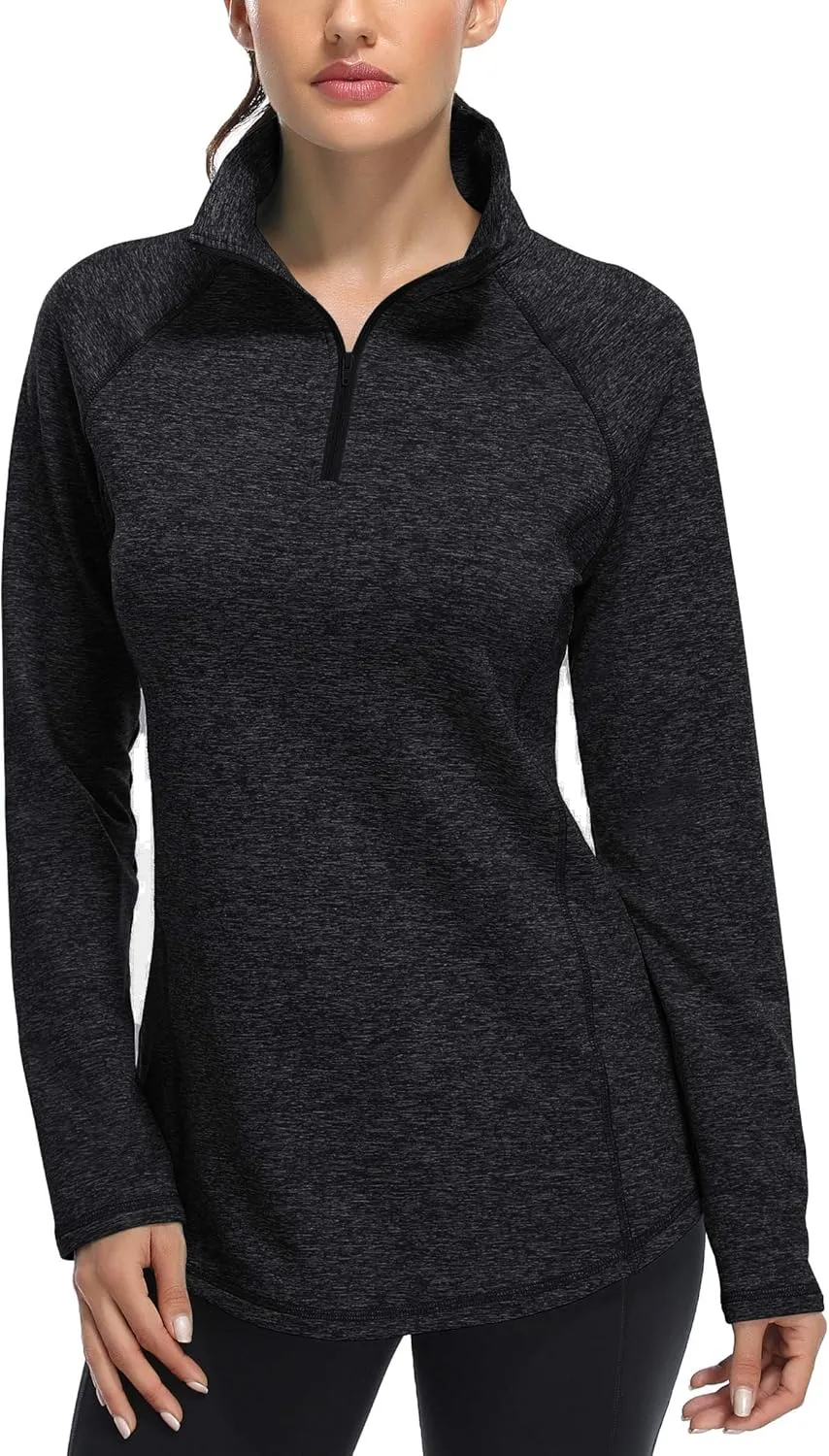 Miusey Womens Quarter Zip Running Pullover Jackets Long Sleeve Workout Tops (PRIME)