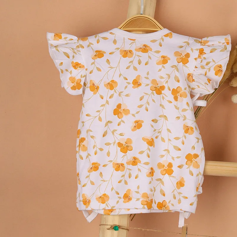 Organic Cotton Kimono Top For Baby Girl | Front Open Bloom | Peach