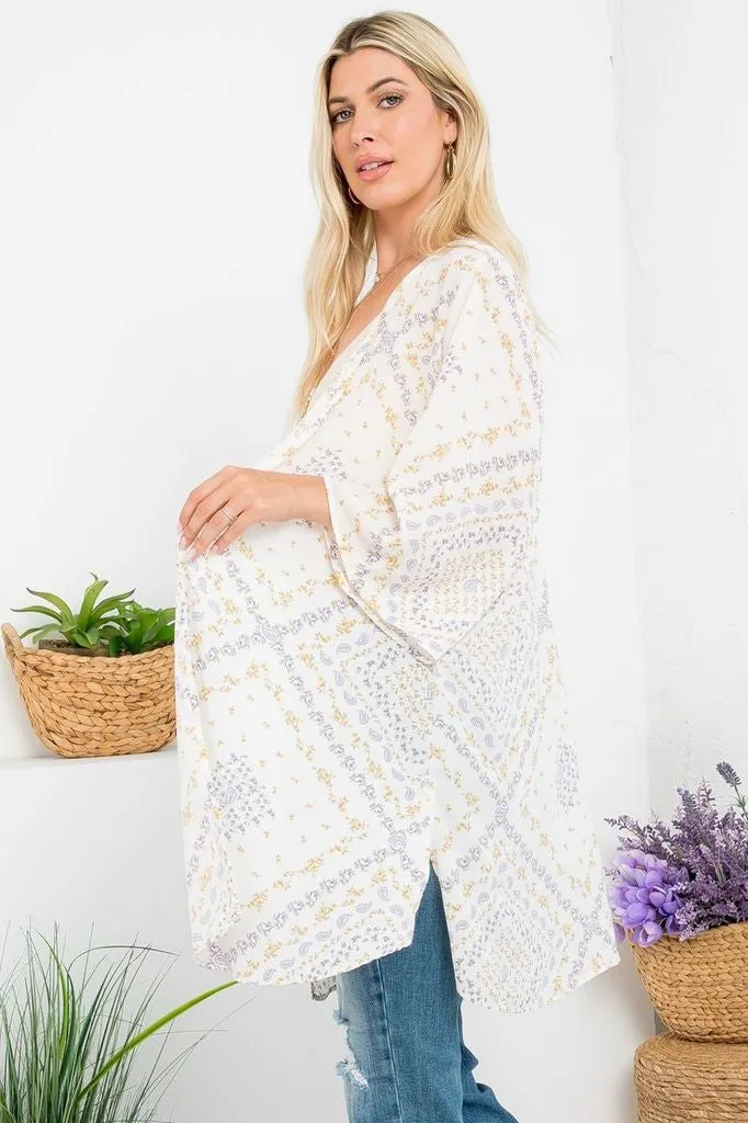 Pastel Bandana Print Kimono