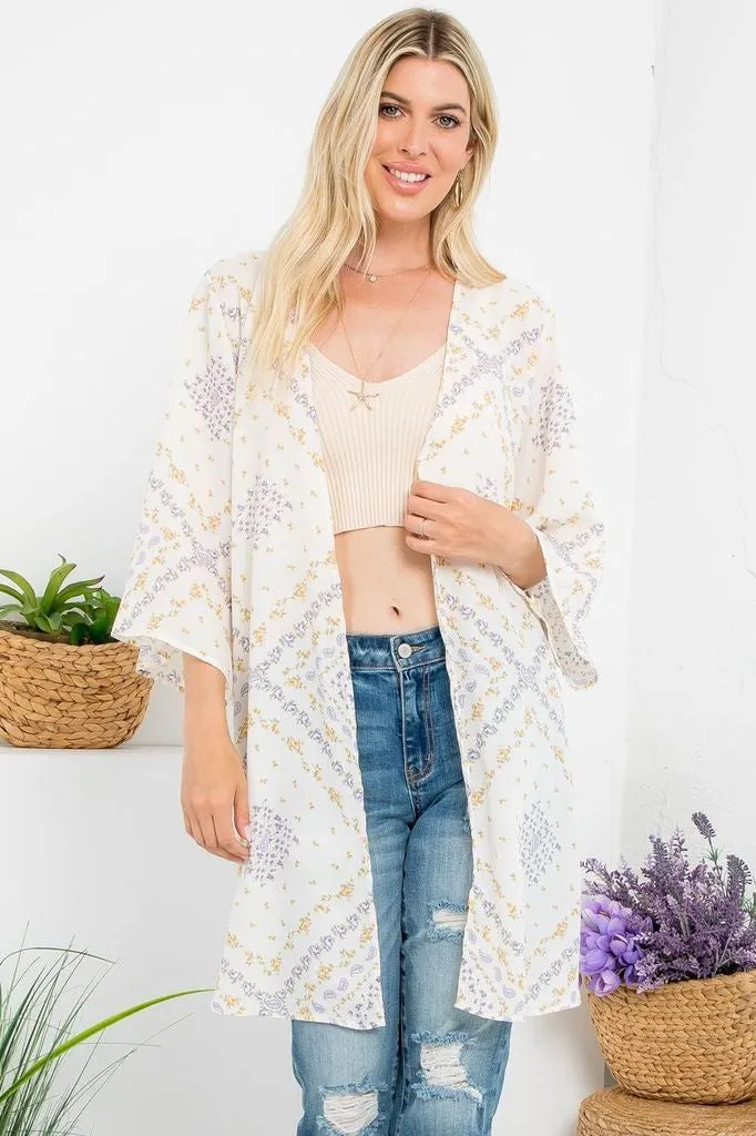 Pastel Bandana Print Kimono