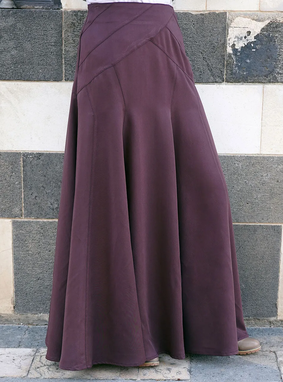 Rayon Geometric Flared Maxi Skirt