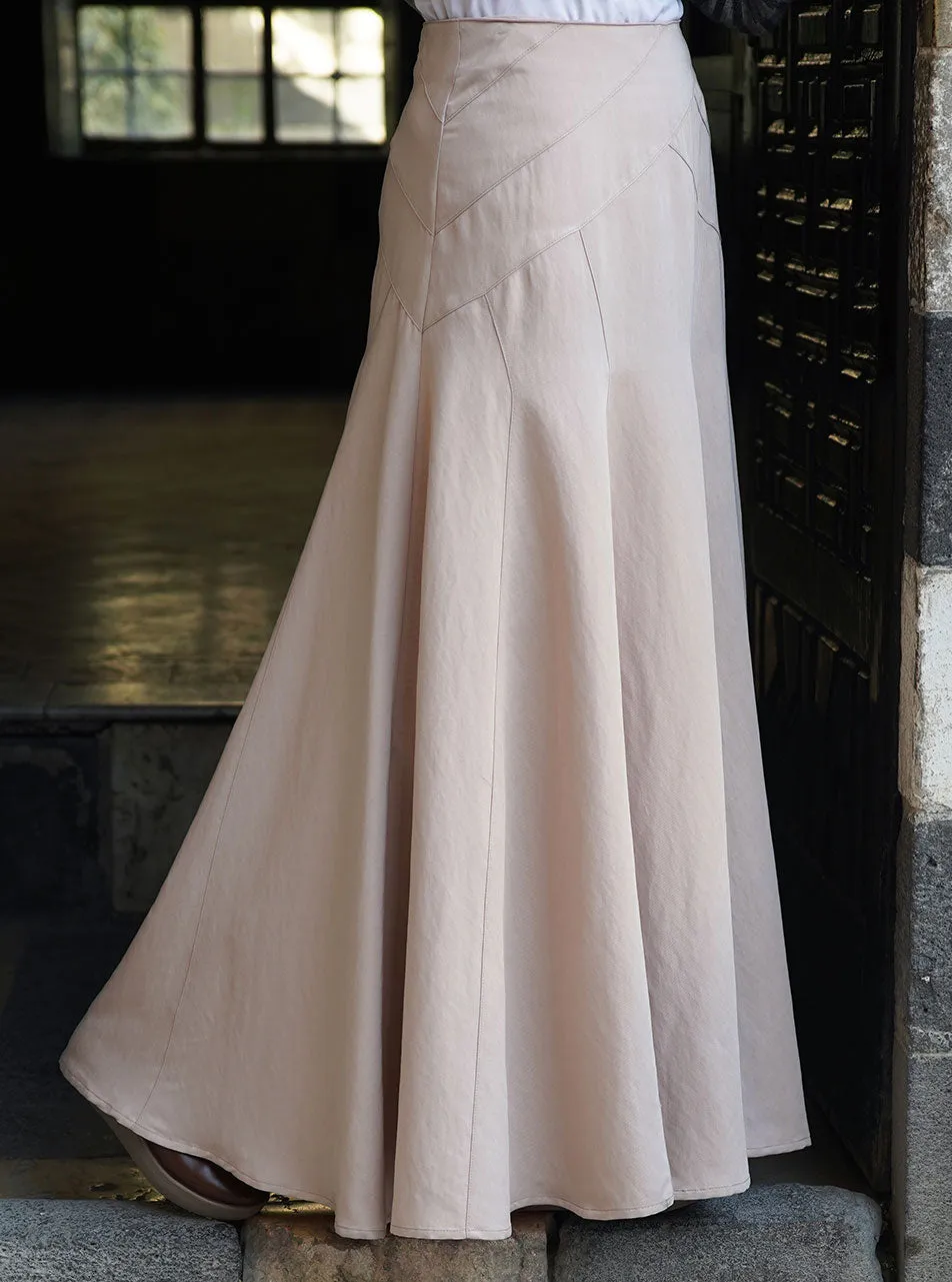 Rayon Geometric Flared Maxi Skirt