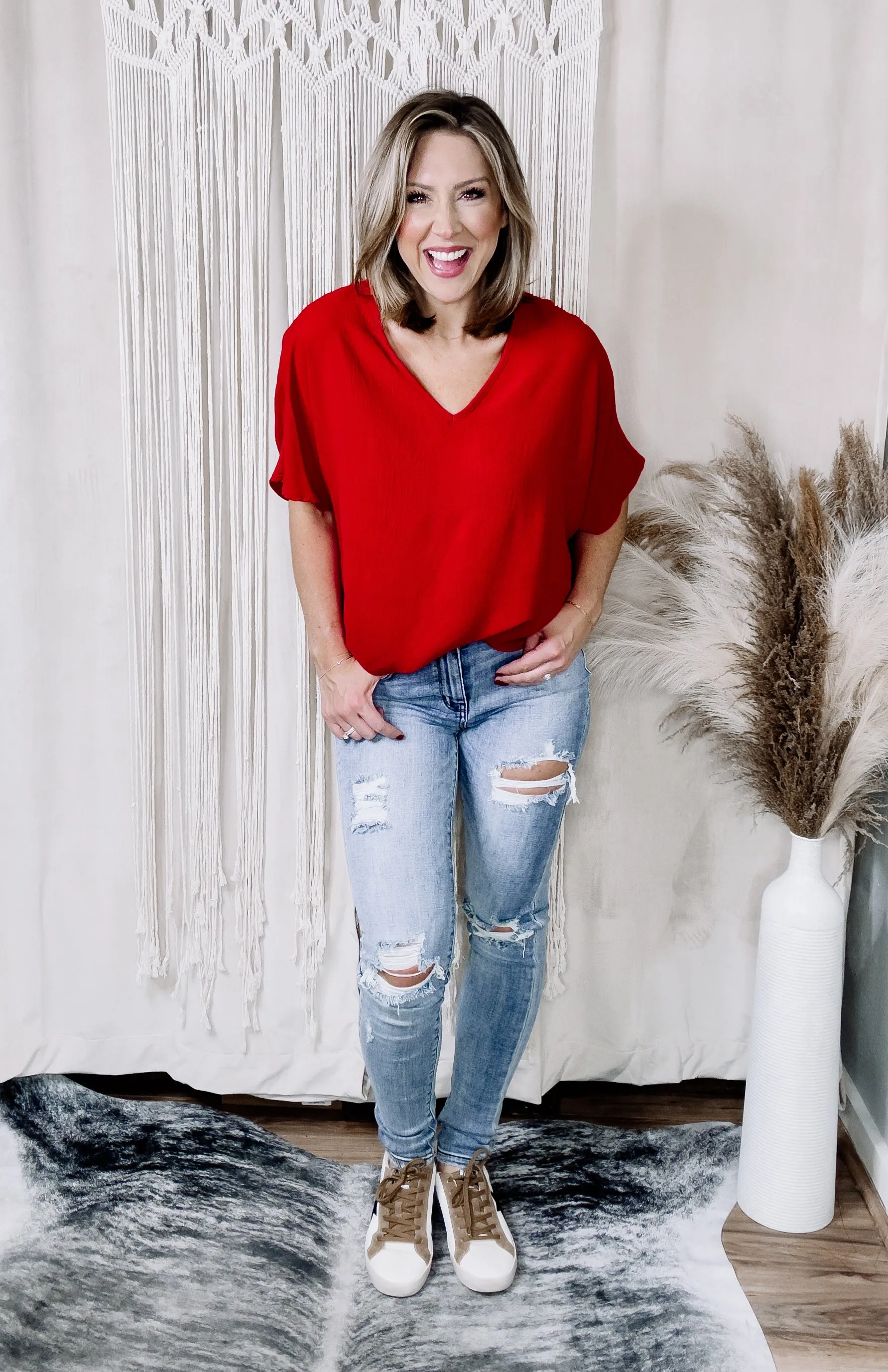 Red Kait Vneck Top